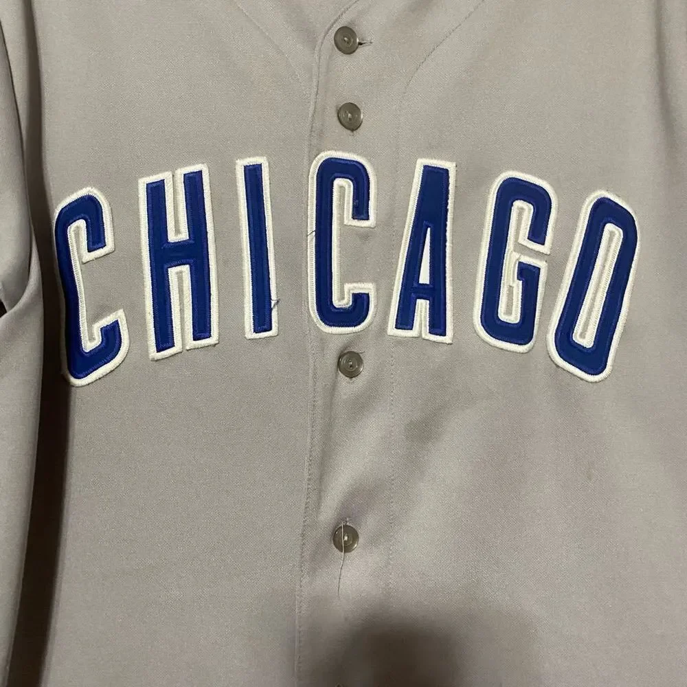 Chicago Cubs #22 Mark Prior Majestic Gray Away Button Down Jersey MLB G12. - Picture 2 of 8